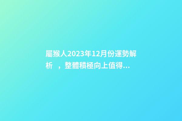 屬猴人2023年12月份運勢解析，整體積極向上值得期待